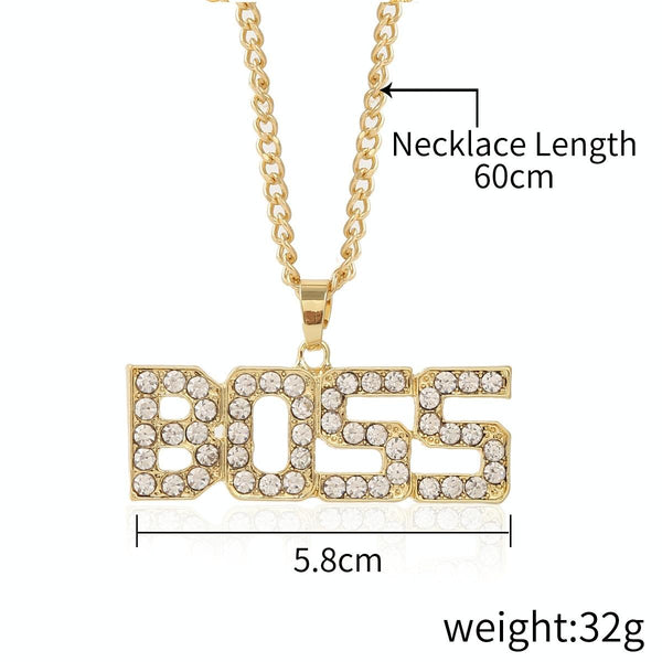N2106-13 BOSS Exaggerated Hip Hop Style Necklace Collarbone Chains