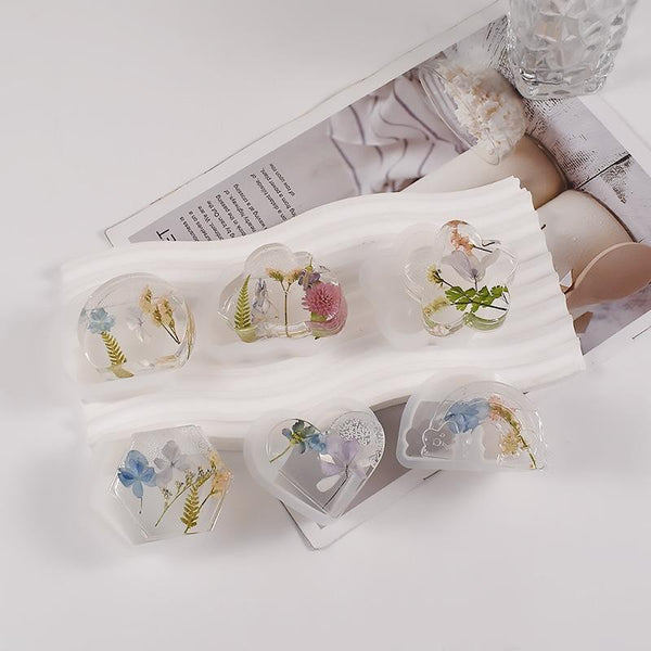 2pcs Business Card Holder Photo Clip Mold DIY Crystal Glue Resin Mold, Style: Hexagon 002