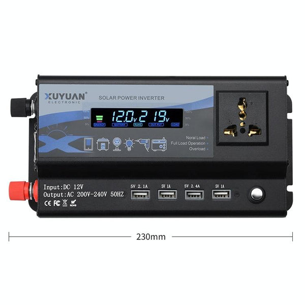 XUYUAN 4000W Car Inverter LED Colorful Atmosphere Light 4 USB Charging Converter, Specification: 24V-220V