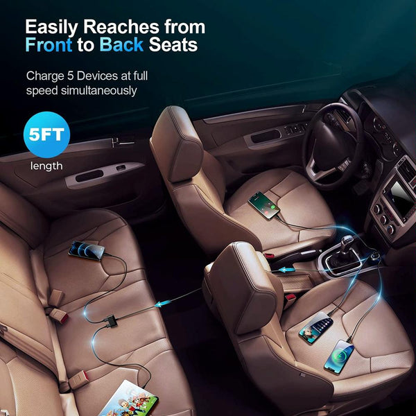 JOYROOM CL03 PRO 45W 5-ports USB Car Charging with Extended HUB(Black)