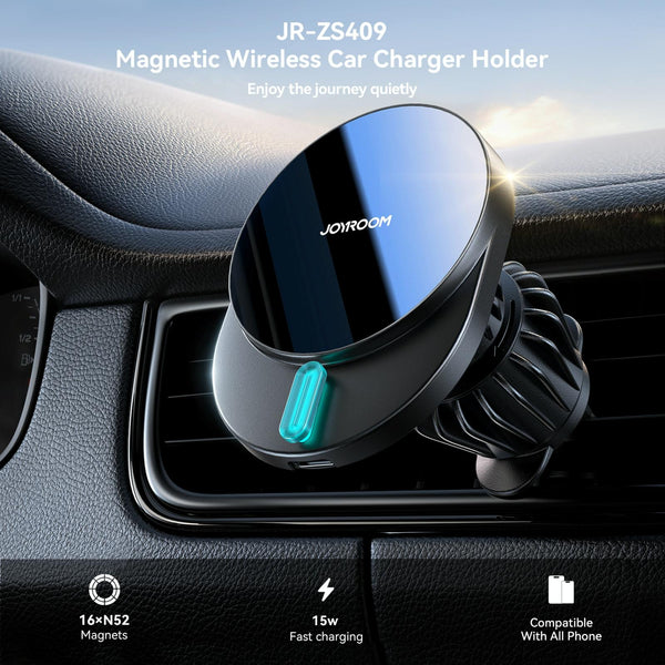 JOYROOM JR-ZS409 Magnetic Car Air Vent Phone Wireless Charging Mount(Black)