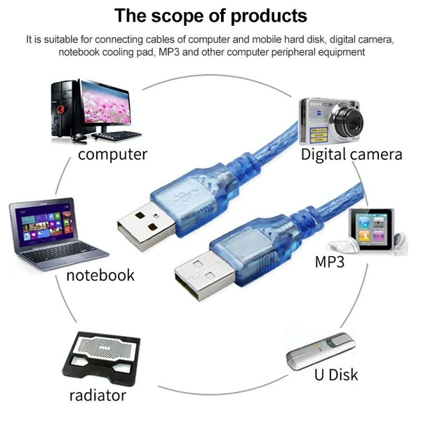 USB 2.0 AM to AM Cable, Length: 30cm(Blue)