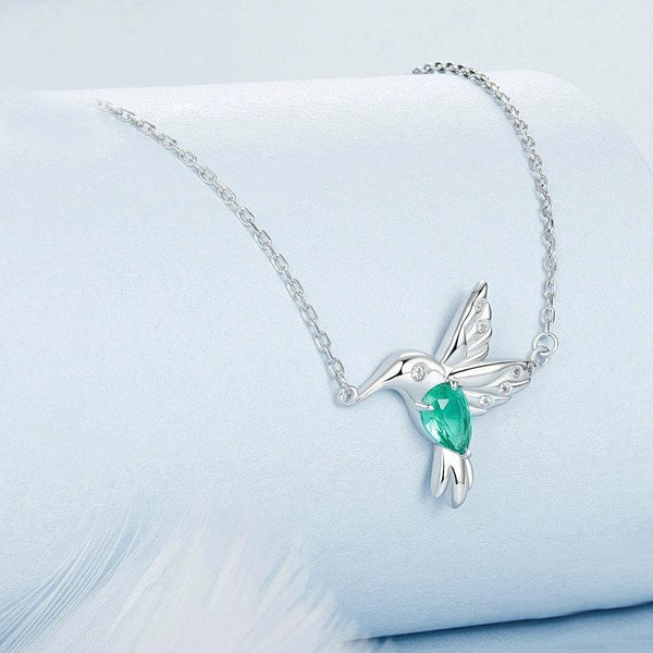 S925 Sterling Silver Platinum-Plated Smart Hummingbird Necklace For Women(BSN378)