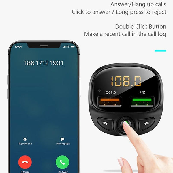 HY-87 Car Bluetooth MP3 Dual USB Car Charger, Style: Fast Charge Version