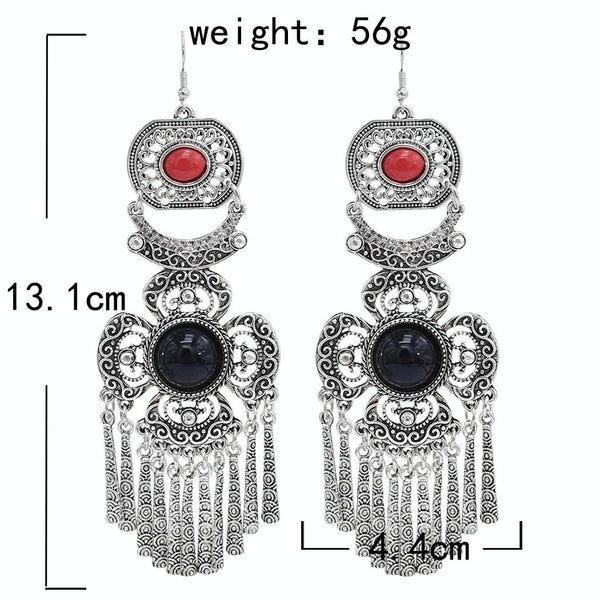 Vintage Tassel Earrings Exaggerated Turquoise Jewelry Earrings(Black 1)