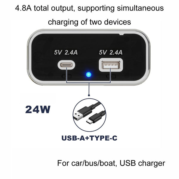 USB Dual-port Multi-function Fast Charging Car Modification Charger(UCC-316A AC4.8A)