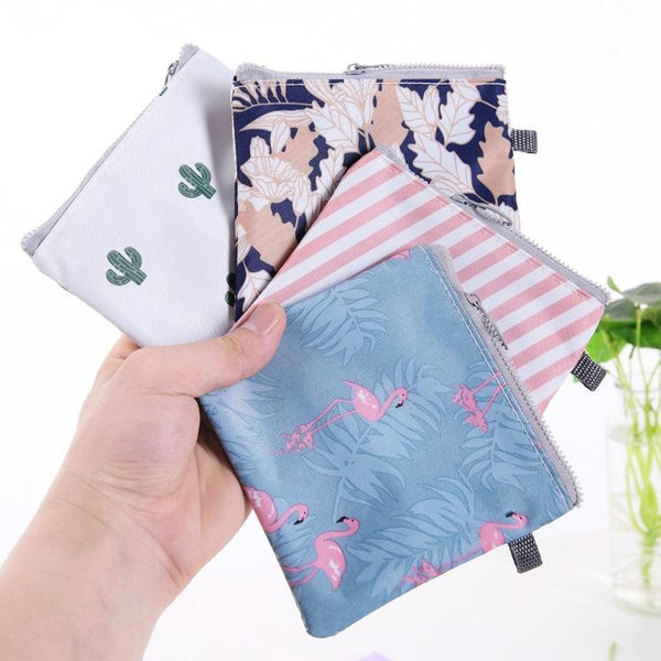 SN-031 2pcs Waterproof Zipper Sanitary Napkin Storage Bag Coin Card Bag(Stripe)