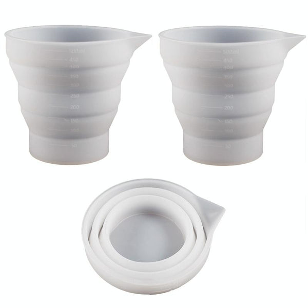 2pcs 500ml Folding DIY Epoxy Measuring Cup Silicone Mold Candle Plaster Glue Mixing Cup