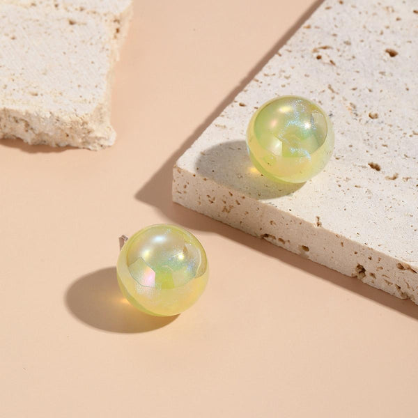 E2209-9 Yellow Symphony Round Beads Stud Earrings Jewelry