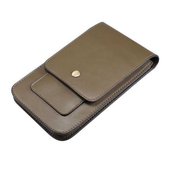 Lambskin Texture Men Phone Universal Double Lattice Waist Bag Leather Case, Size:L(Green)