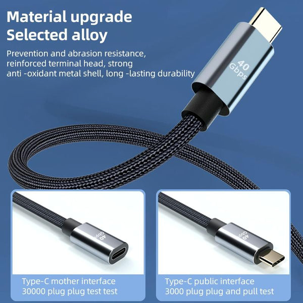 USB4.0 40Gbps Type-C Male to Female Extension Cable, Length:0.5m