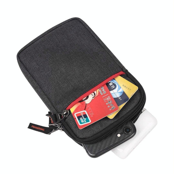 For 5.5-6.5 inch Mobile Phones Universal Canvas Waist Bag with Shoulder Strap & Earphone Jack(Red)