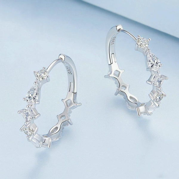 BSE769 Sterling Silver S925 Platinum-plated Zircon Sparkling Earrings