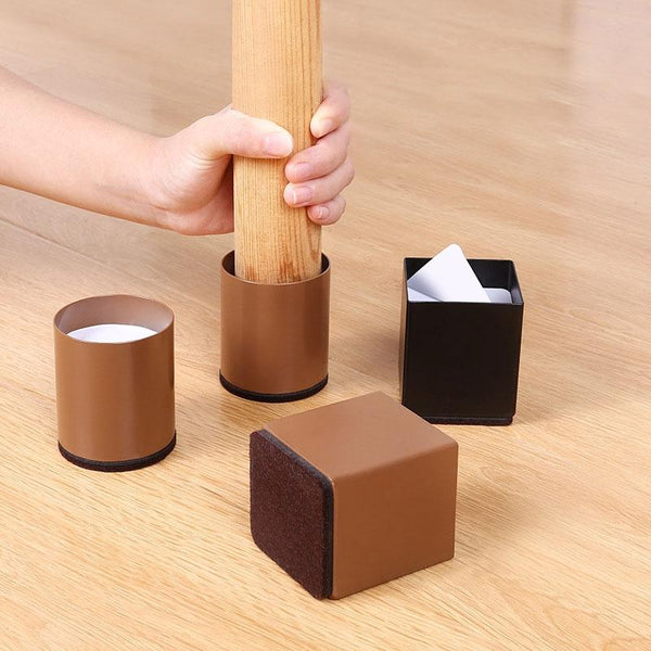 2pcs/set Furniture Carbon Steel Wraparound Heightening Foot Pad, Style: Round 6x10cm (Brown)