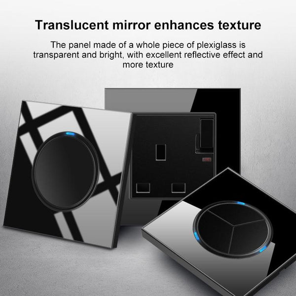 86mm Round LED Tempered Glass Switch Panel, Black Round Glass, Style:One Billing Control
