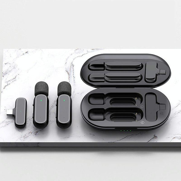 Wireless Lavalier Noise Reduction Microphone USB-C Clip On Microphone with Charging Case