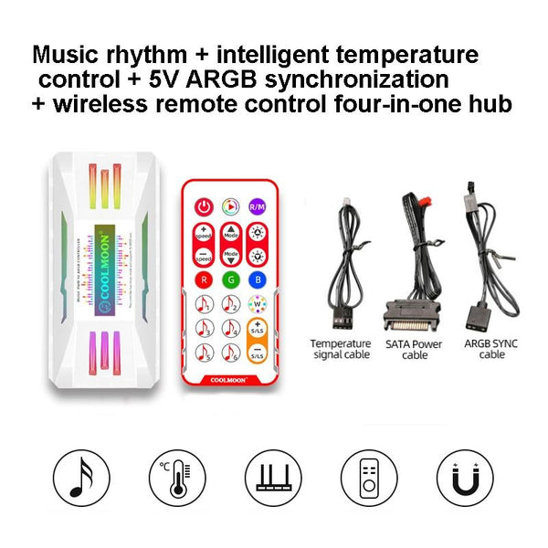 COOLMOON CM-MPAC PWM 5V ARGB Cooling Fan Remote Control For PC Case Chassis, Style: 4 in 1  (White)