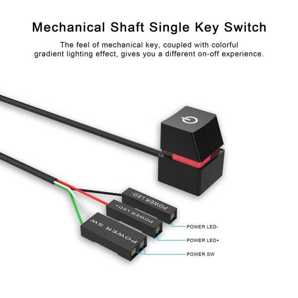 Desktop Computer Mobile Switch Computer Extension Cable Start Button, Color: White Case Blue Light 2m Cable