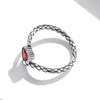 S925 Sterling Silver Retro Snake Heart Zircon Women Open Ring, Size:7