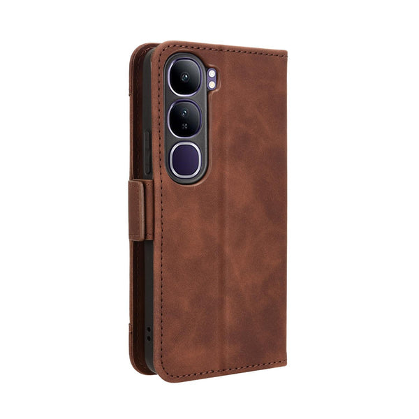 For vivo V40 Lite 4G / 5G IDN Skin Feel Calf Texture Card Slots Leather Phone Case(Brown)