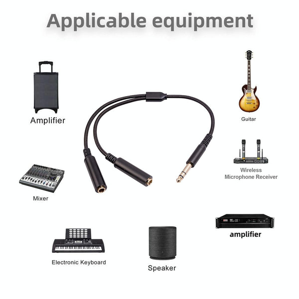 3718 6.35mm Male to Dual Female 1/4 TRS Stereo Audio Cable, Length: 30cm