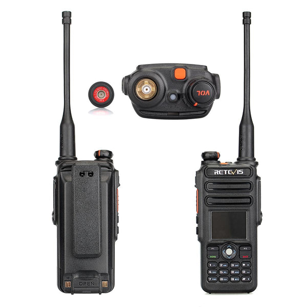 RETEVIS RT82 136-174&400-480MHz 3000CHS Dual Band DMR Digital Waterproof Two Way Radio Handheld Walkie Talkie, EU Plug(Black)