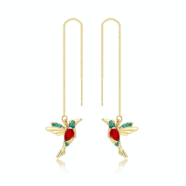 E2104-4 Red Bird Long Ear Wire Women Simple Earrings