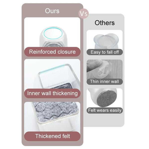 4pcs / Set Thickened Wear-Resistant Table And Chair Leg Covers Household Quiet Non-Slip Stool Foot Protector, Style: Mini Small Square Light Gray