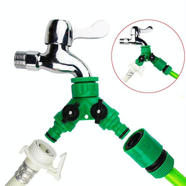 2 Way Garden Plumbing Hose Quick Connect Switch Horticultural Irrigation Faucet Ball Valve(AT015)