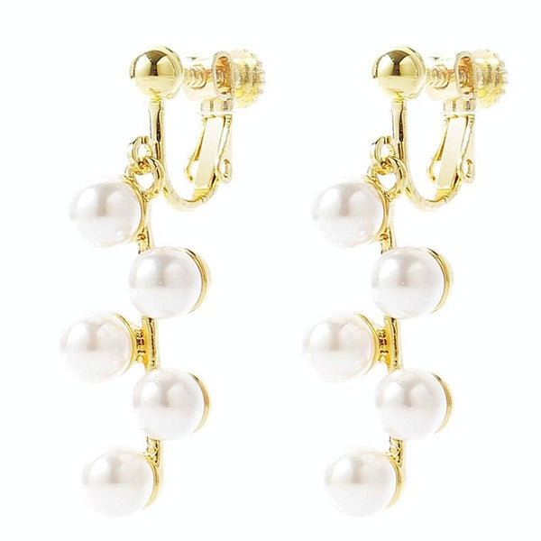 E2109-11 Five Small Pearls Baroque Earrings Pearl Ear Clip Women Without Ear Piercing