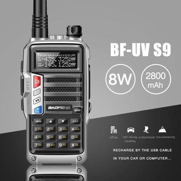 Baofeng BF-UV5R Plus S9 FM Interphone Handheld Walkie Talkie, US Plug (Black)