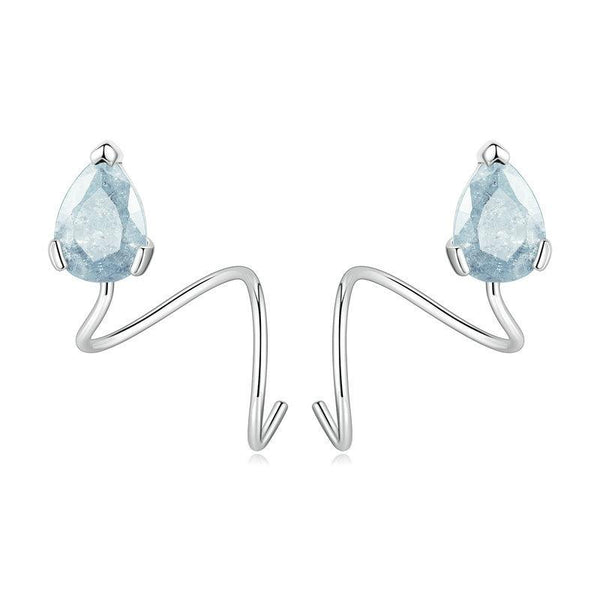 BSE755 Sterling Silver S925 Water Drop Ice Flower Zirconia Surround Earrings