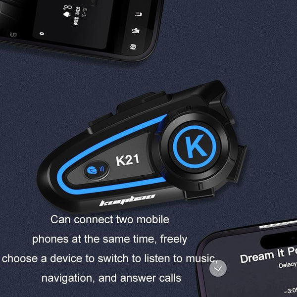 KUQIBAO Motorcycle Helmet Long-lasting Waterproof Bluetooth Headset with Light(Hard Microphone)