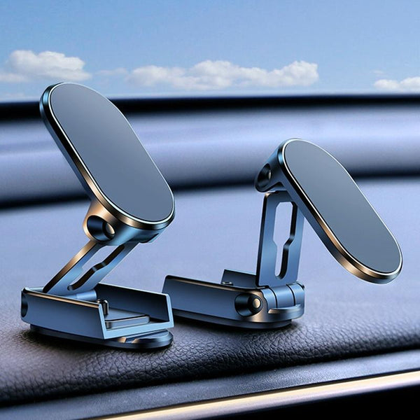 D11 Magnetic Folding Car Phone Holder Rotatable Dashboard Stick-On Navigation Stand(Black Gloosy)