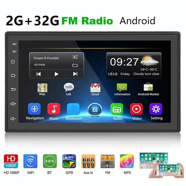 A2222KT 7 Inch Android Navigation WiFi Version 2+64G GPS Bluetooth 2.5D Screen Car Central Control MP5 Player, Style:Standard+4Lights Camera