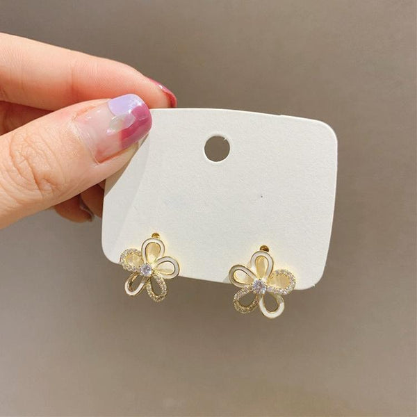 Shell Double Layer Earrings with Diamond Earrings, Color: EH1357