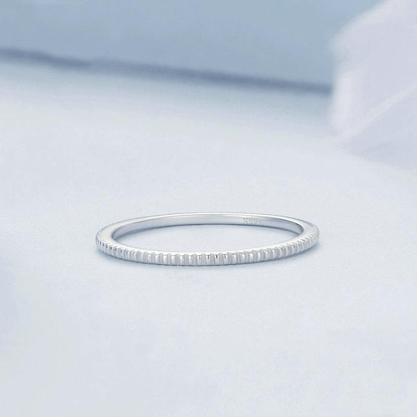 BSR343 Sterling Silver S925 Textured Versatile Slim Silver Ring(No.7)