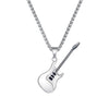 OPK 1989 Personality Stainless Steel Guitar Pendant Titanium Steel Necklace, Color: Steel Color Pendant+0.3x55cm Pearl Chain