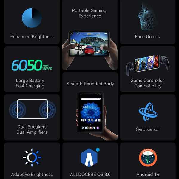 ALLDOCUBE iPlay 60 Mini Pro 4G LTE Tablet, 8GB+128GB, 8.4 inch Android 14 MTK Helio G99 Octa Core(Grey)