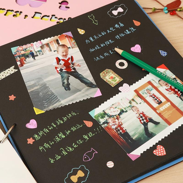 Wooden Cover Baby Growth Commemorative Album Creative Manual Paste Album Book(Pink Growing Tree)