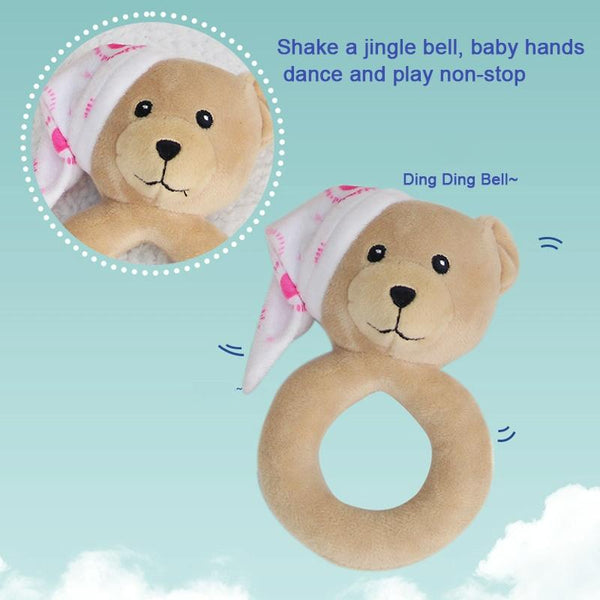 Baby Hand Rattles Toys Hand Grip Stick Newborn Soothing Toys,Style: Sleep Bear Blue Rattles