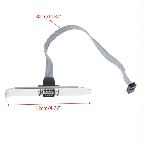 DB9 9pin Com Port host case Cable / RS232 port plate cable, Length: 36cm(Grey)