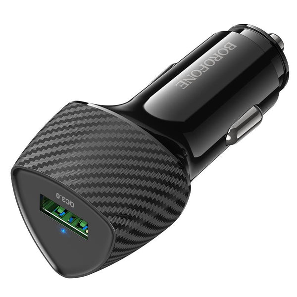 BOROFONE BZ31 Solid Single-port QC3.0 USB Car Charger(Black)