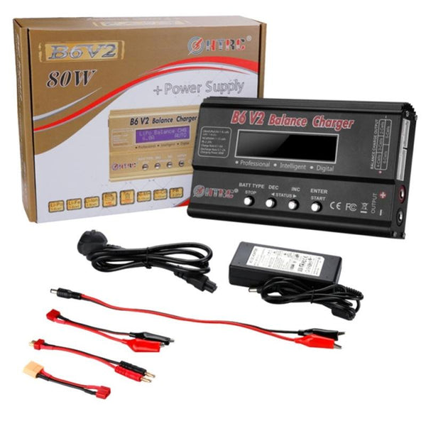 HTRC B6 V2 Balance Charger Intelligent Model Airplane Lithium Battery Charger, EU Plug