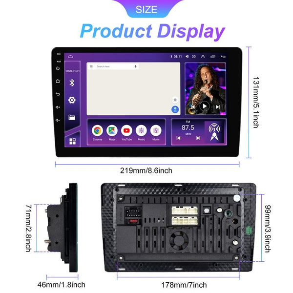 Universal 9 Inch 8 Core CarPlay Android Navigation Car Center Control All-In-One Monitor, Memory: 2+32G(Standard+AHD Camera)
