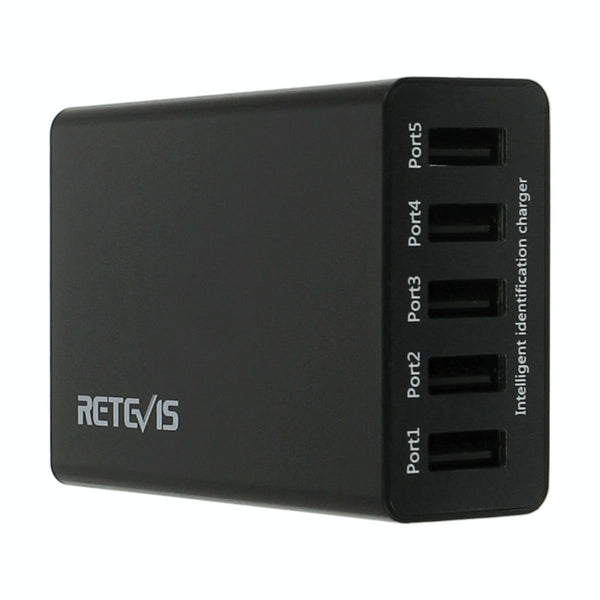 RETEVIS RTC501 40W / 8A 5 Ports USB Multi-function Charger Desktop Charging Station for H-777/RT27/RT7/RT22/H-777S