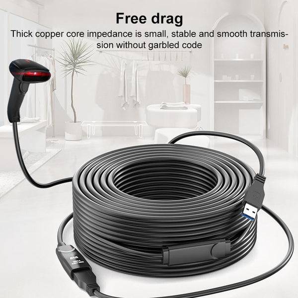 D.Y.TECH USB 3.0 Male To Female Extension Cable Double Shielded Chip Data Cable, Length: 15m