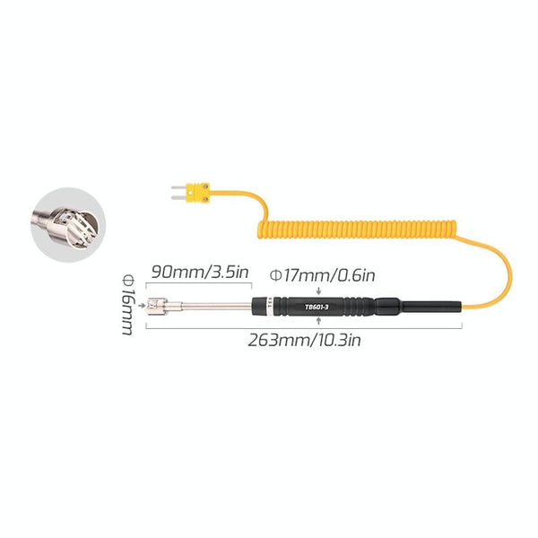 TASI TB601-3 Surface Thermocouple K-Type Probe Use With Thermometer