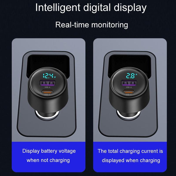 S-31 65W Dual Port A+C High Power Car Fast Charger Auto Cigarette Lighter