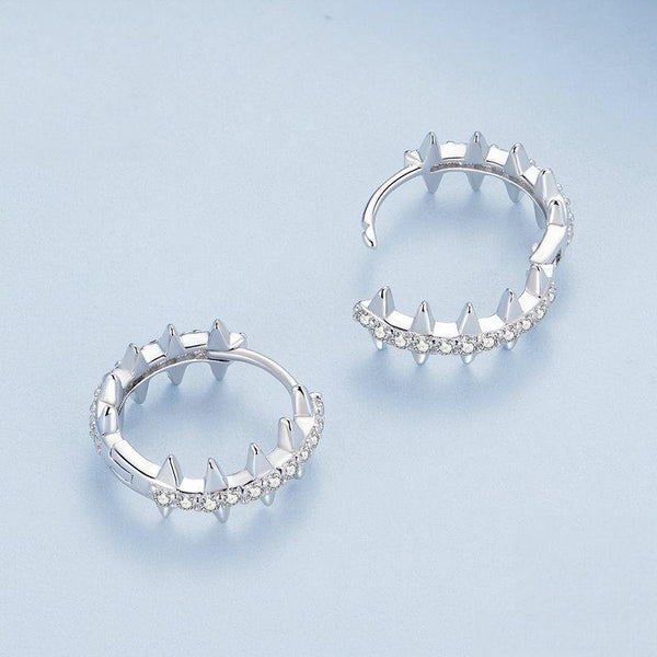 BSE770 Sterling Silver S925 Rivet Plated Platinum Zircon Earrings